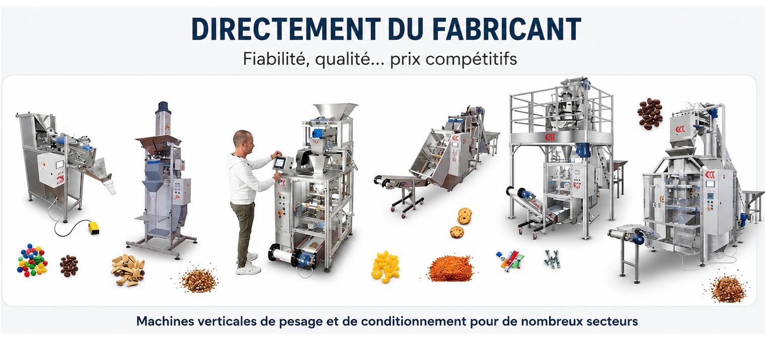 Machine de conditionnement verticale pour dosage, pesage et emballage industriel